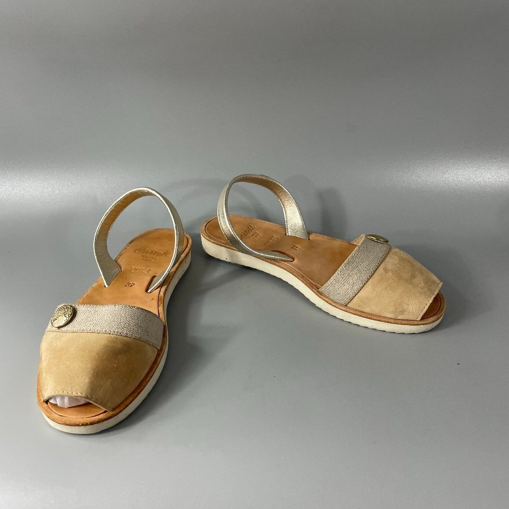 Castell Menorquinas Detail Tan Suede Sandals, Size 39